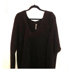 Black free people woven sweater